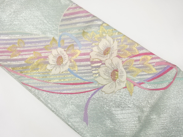 JAPANESE FUKURO OBI / WOVEN FLORAL PLANTS